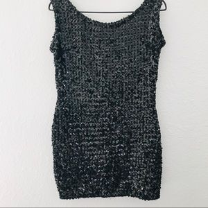Vintage little black sequin dress